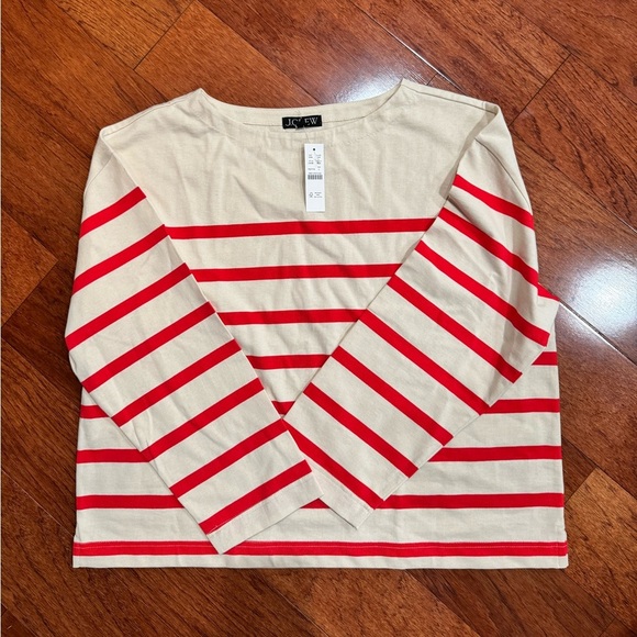 J. Crew Tops - J. Crew Red and Cream Striped Top NWT Sz L